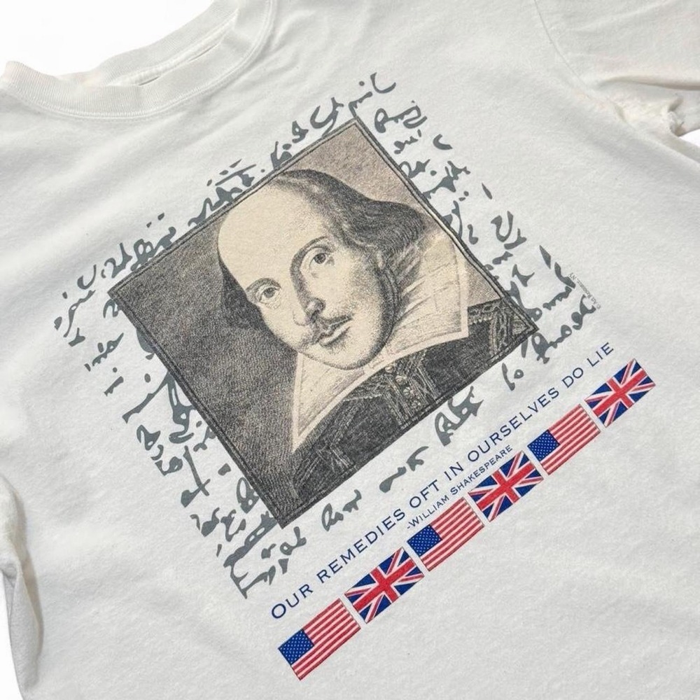 Vintage 90s Y2K William Shakespeare Poetry Author Playwright Quote T-shirt L - Picture 5 of 8